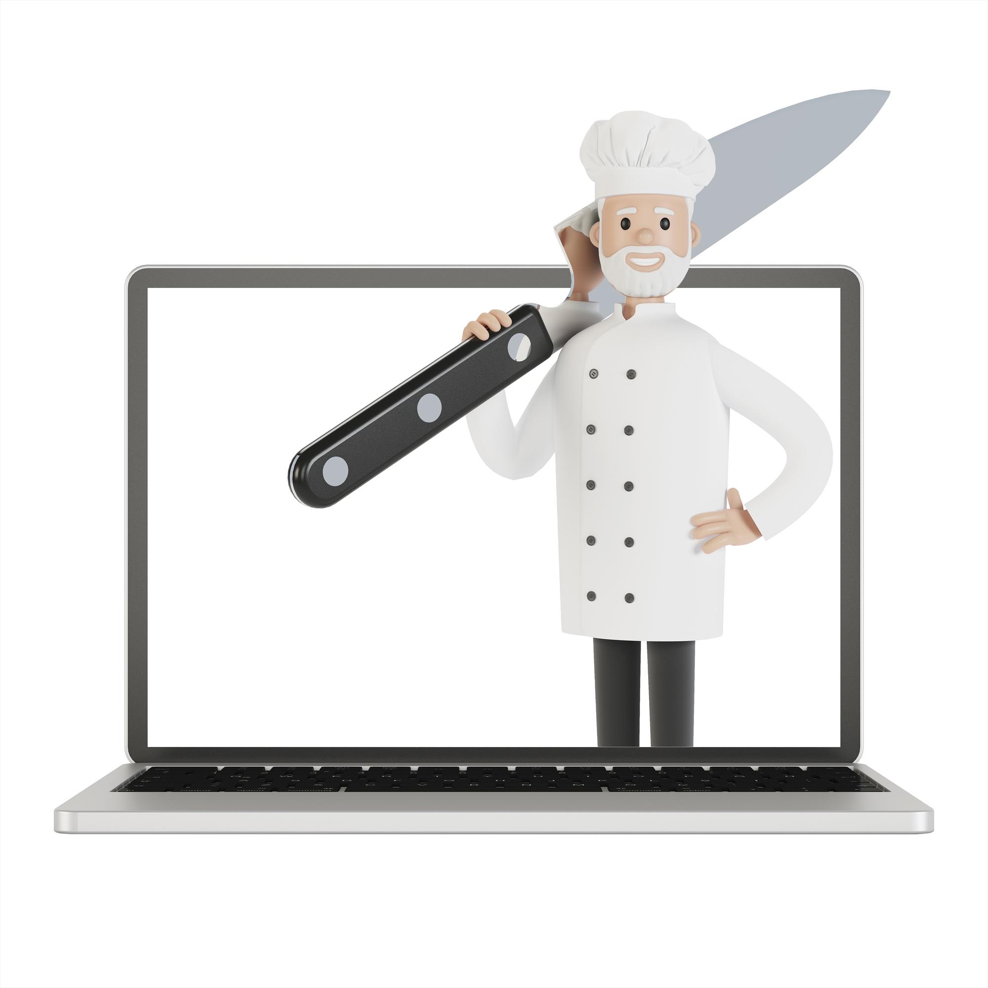 Chef che mostra una tecnica di taglio in cucina